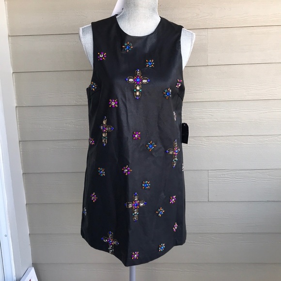 Bedazzled faux leather dress medium new - Picture 4 of 4